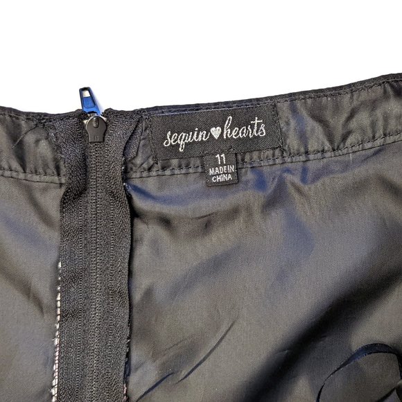 Sequin Hearts Floral Print Formal Fancy Prom Skirt Black Junior's Size 11 - Picture 4 of 4